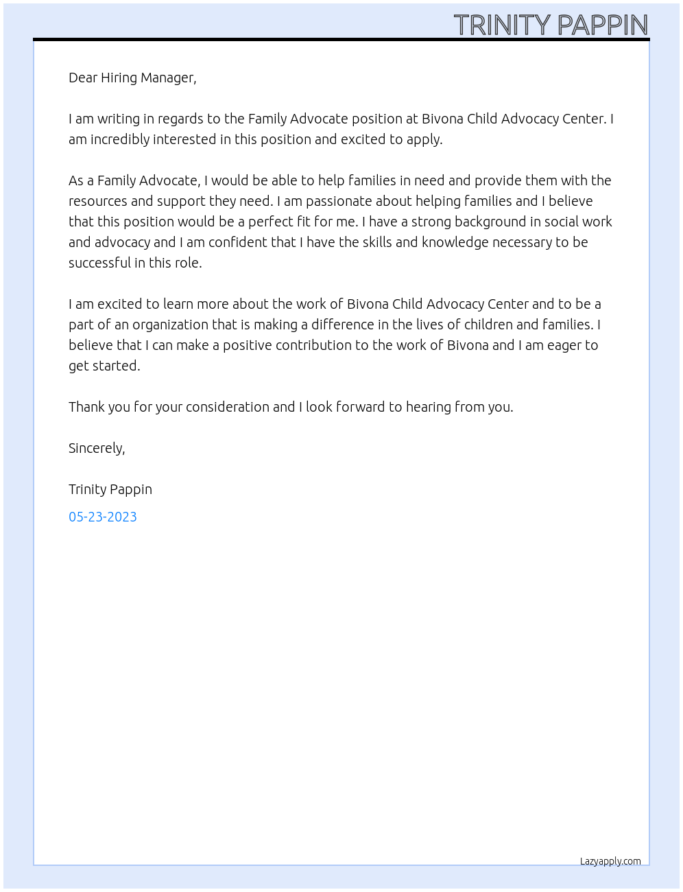 Cover letter for family advocate - Q7Lkztn0KKsfPHqfi8ap 