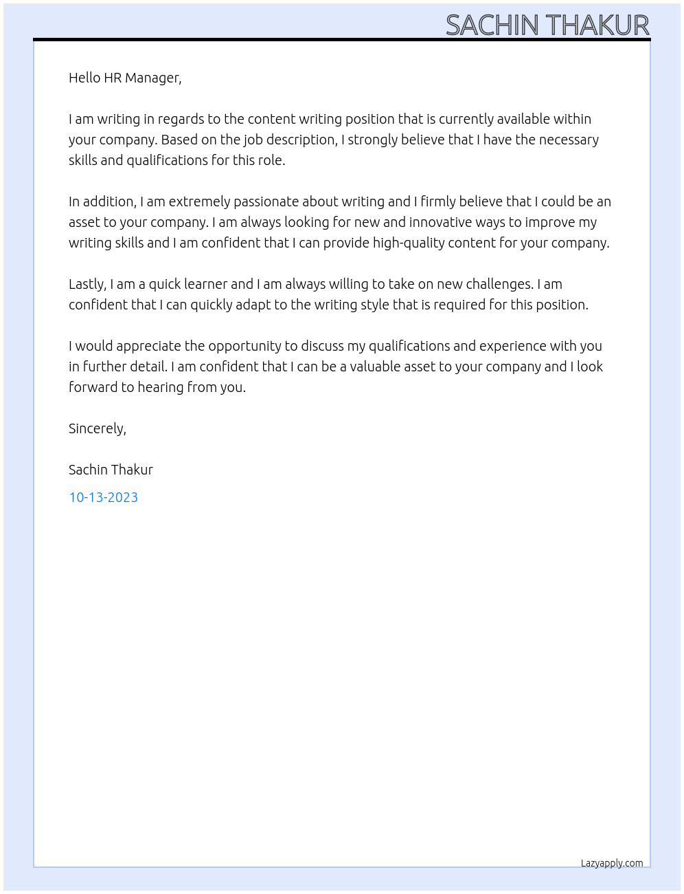 Content writing At Content writing Cover Letter