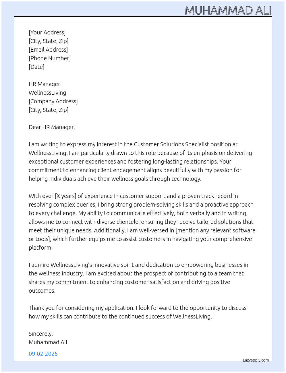 Cover letter for customer solutions specialist - LazyApply