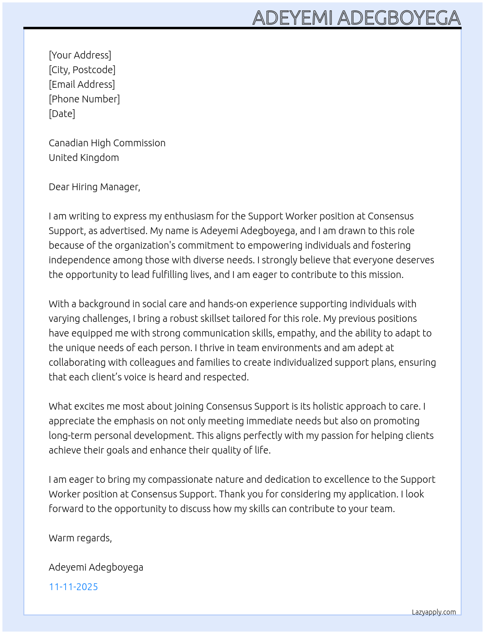 Cover letter for support worker - LazyApply