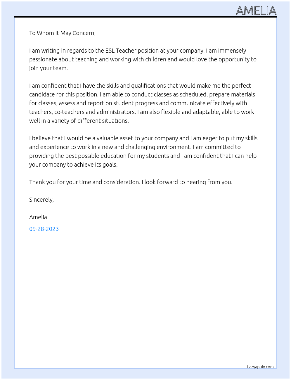 esl teacher At esl teacher Cover Letter