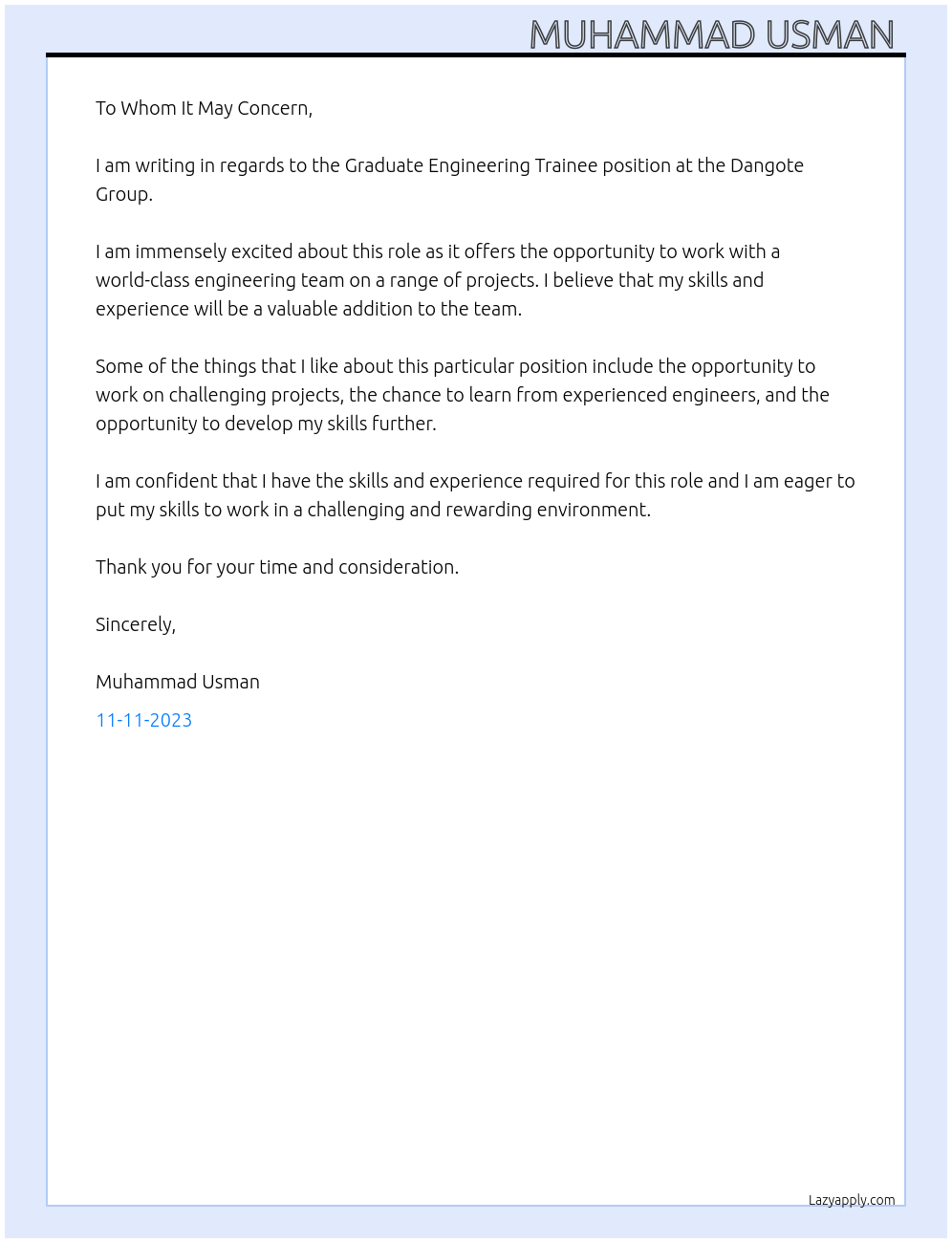 Graduate Engineering Trainee At Graduate Engineering Trainee Cover Letter