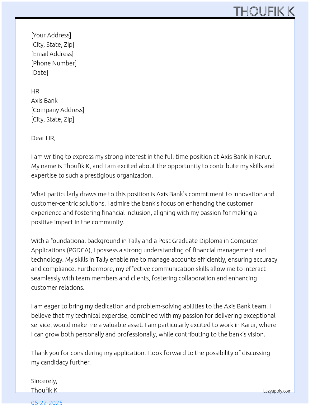 Axis Bank At Axis Bank Cover Letter