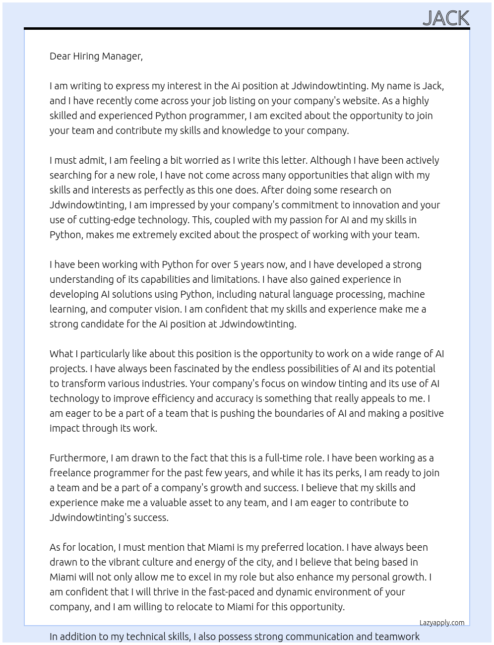 Ai  At Jdwindowtinting  Cover Letter