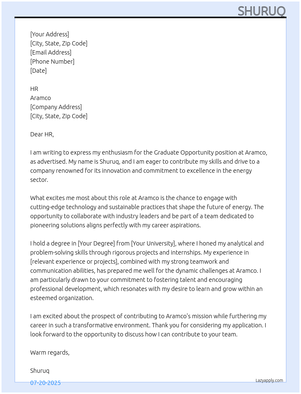 Cover letter for gradute opportunity - URiSvBHTDjTQAPcE1Vmi