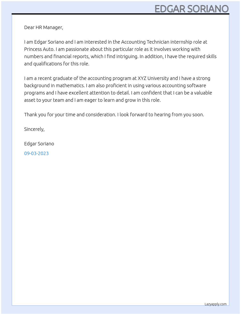 Accounting Technician At Princess Auto Cover Letter