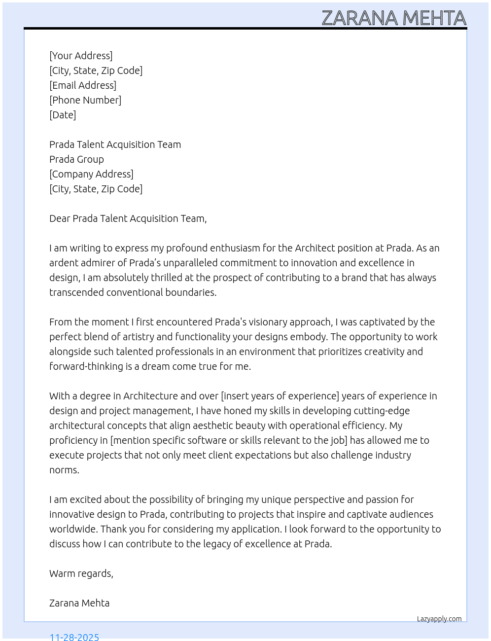 Cover letter for architect - LazyApply