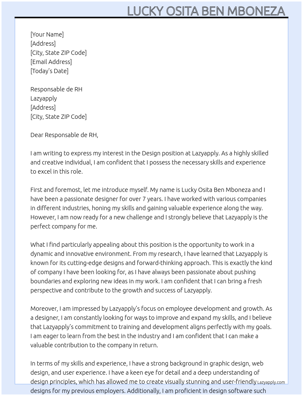 Design At Lazyapply Cover Letter
