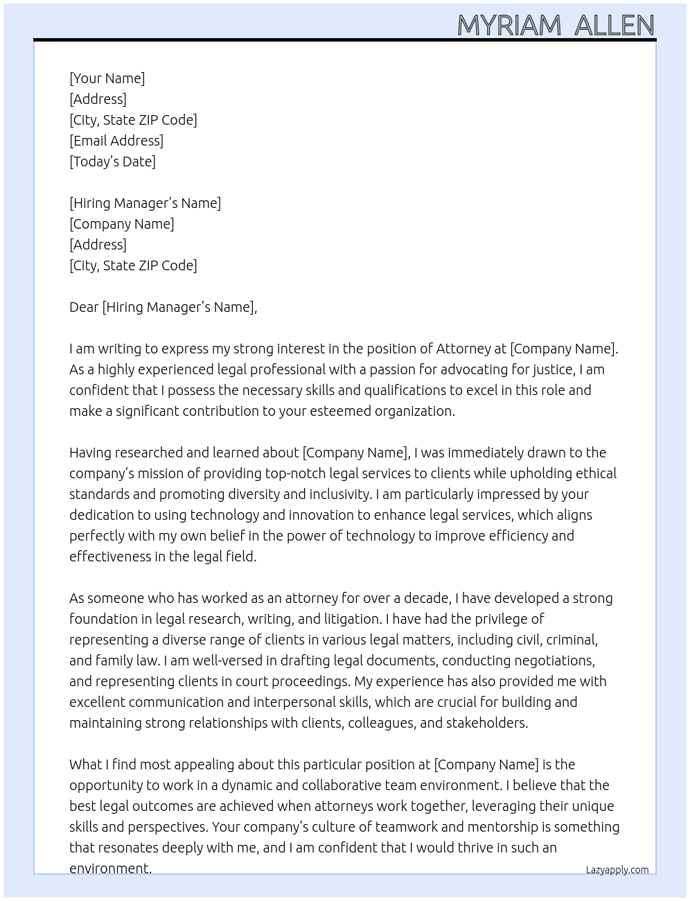 attorney At attorney Cover Letter