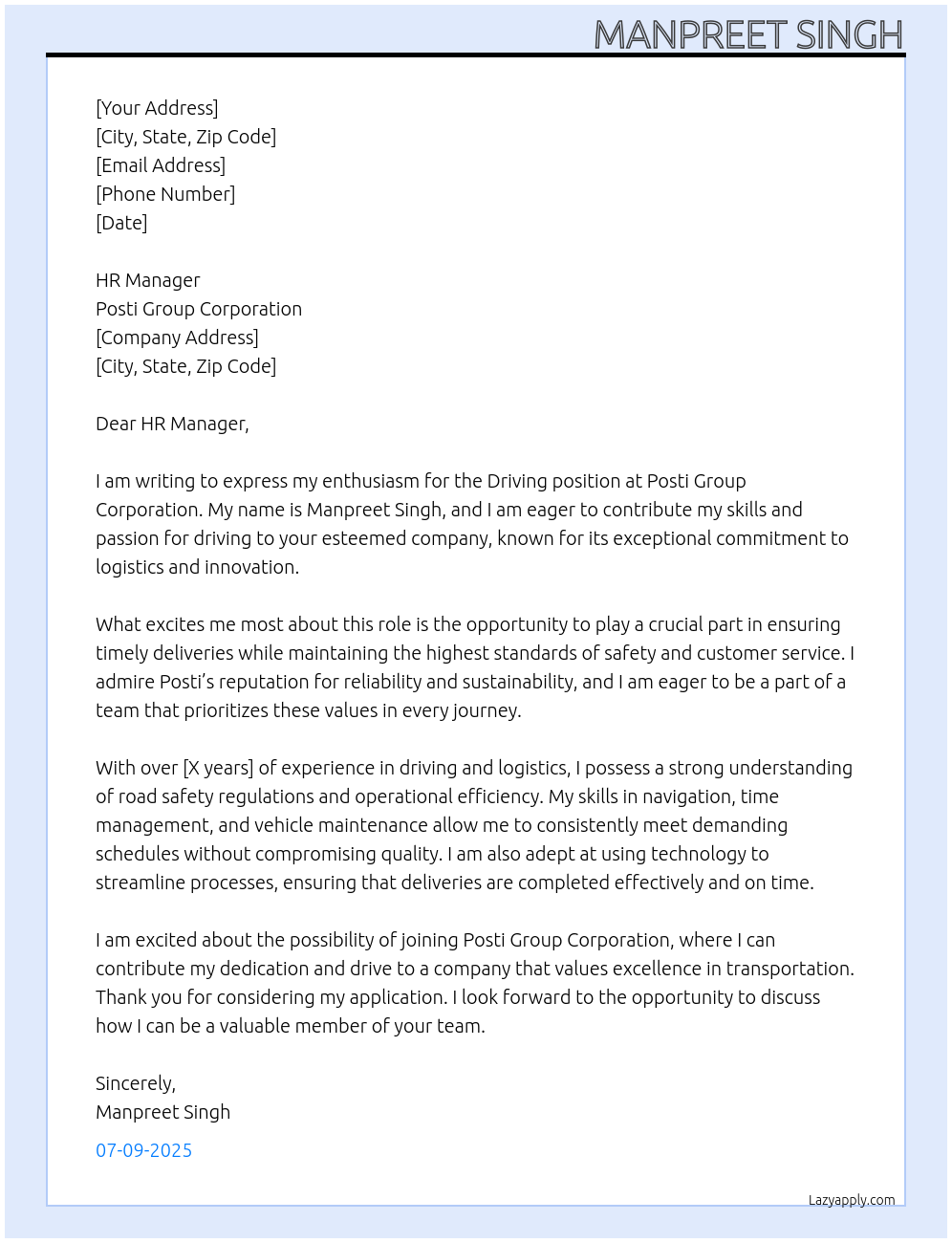 Driving At Posti Group Corporation Cover Letter