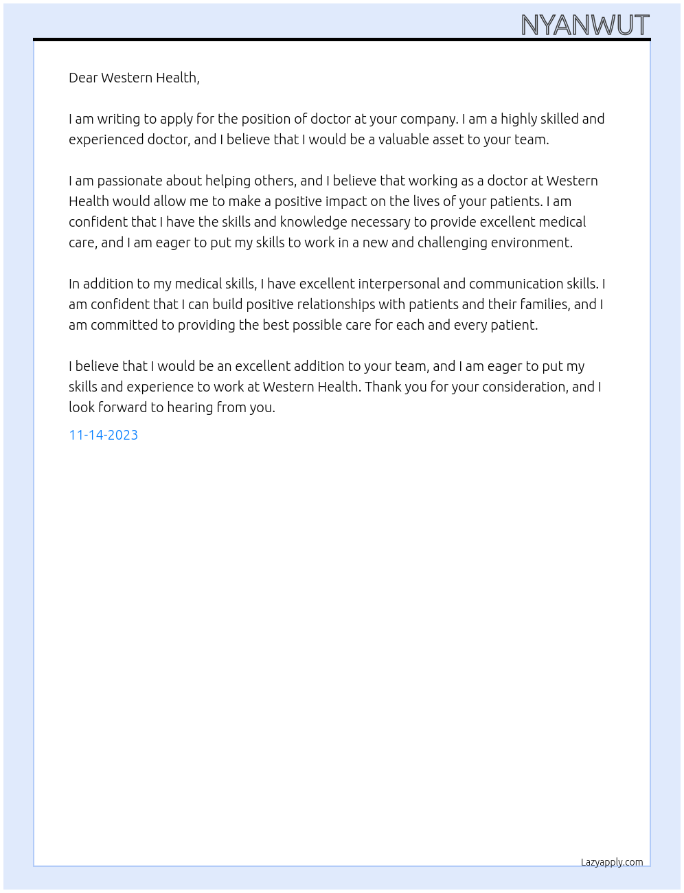 Cover Letter At doctor Cover Letter