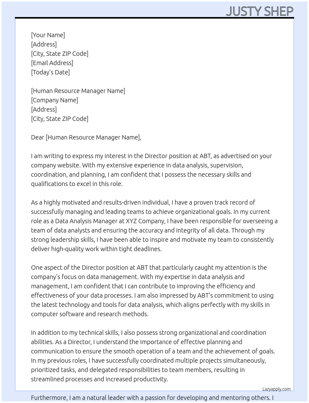 Director At ABT Cover Letter