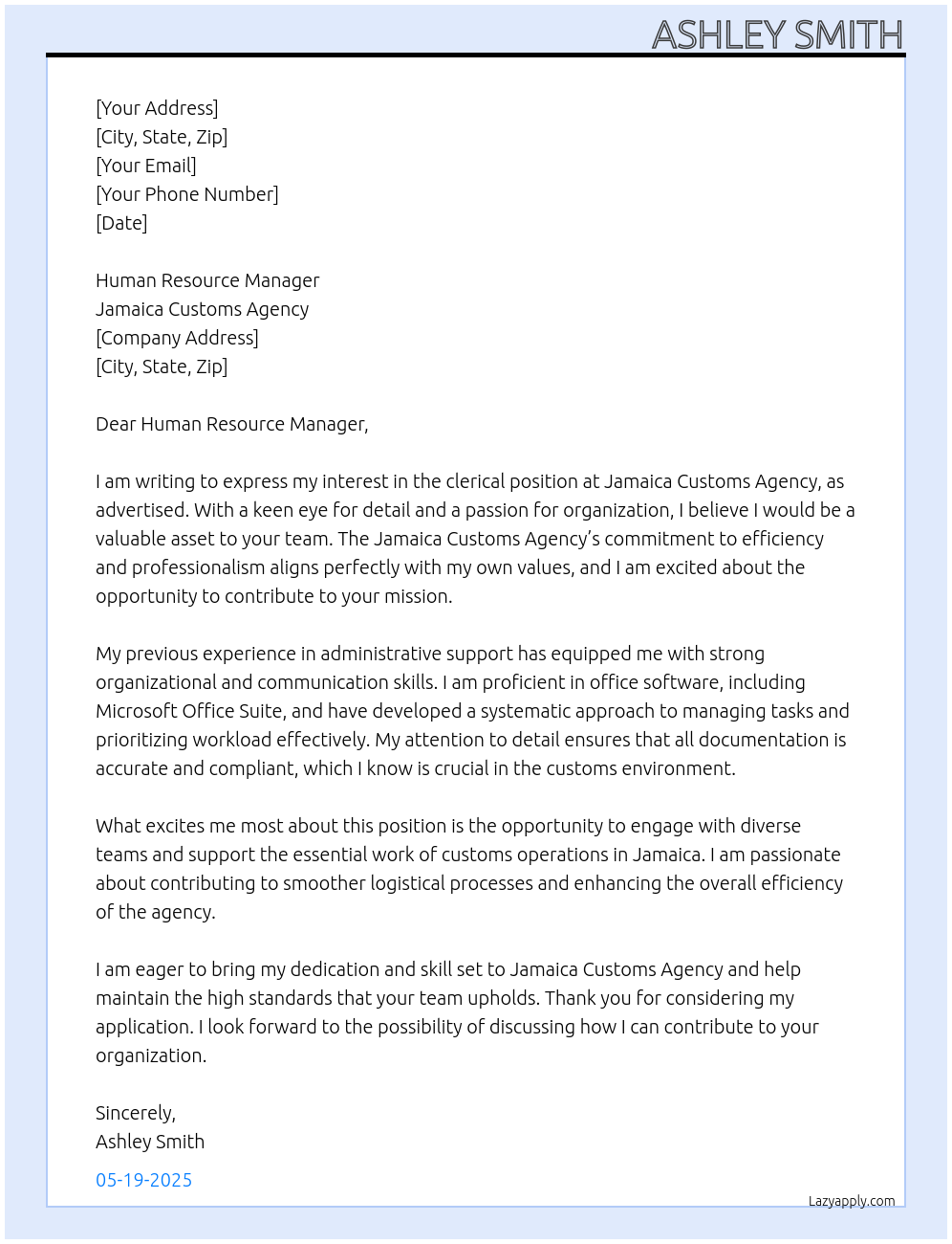 Cover letter for clerical position - LazyApply