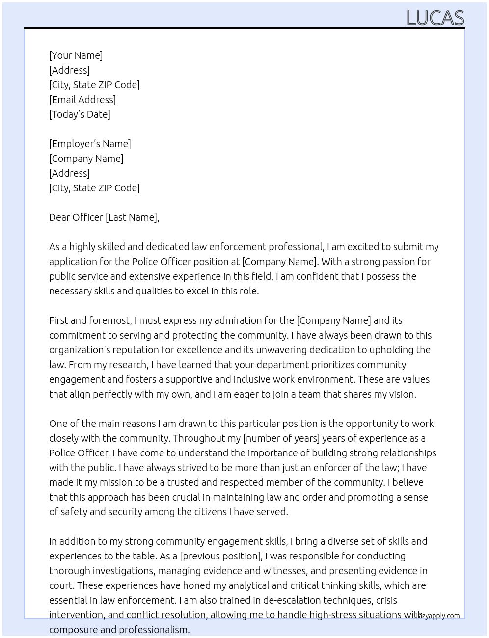 Police officer At Police Cover Letter